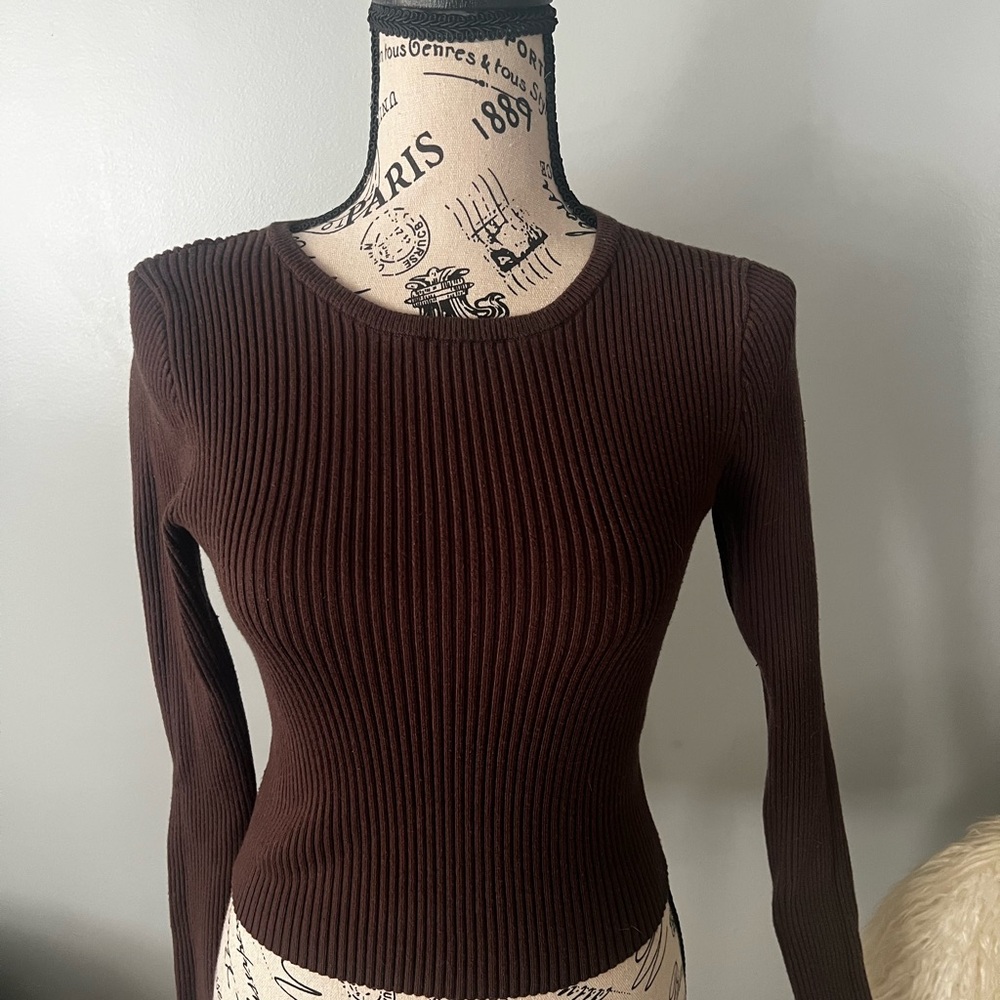 Forever 21 Brown Ribbed Knit Top